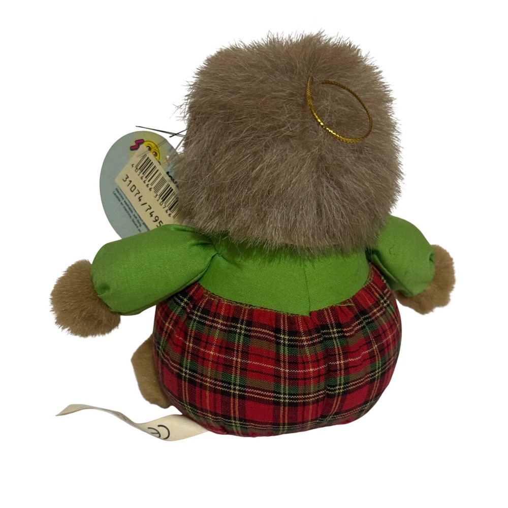 Vintage 90s Germany Hedgehog Plush Ornament Plaid Outfit Green 31074/749599 - Picture 3 of 6
